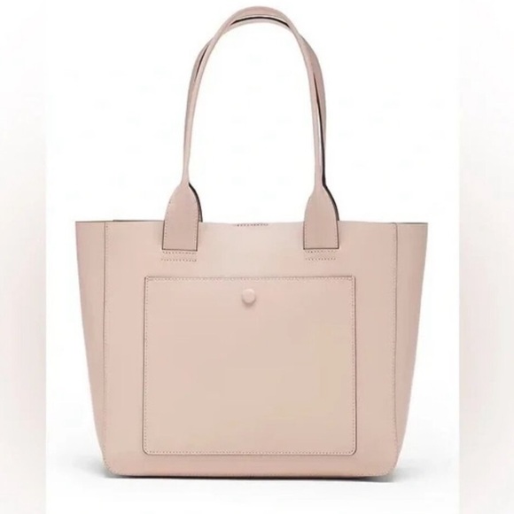 Banana Republic Handbags - Banana Republic Leather Large East-West Tote in taupe with a lime interior